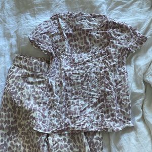 JCrew lilac leopard print vintage t-shirt (matching linen pants sold separately)